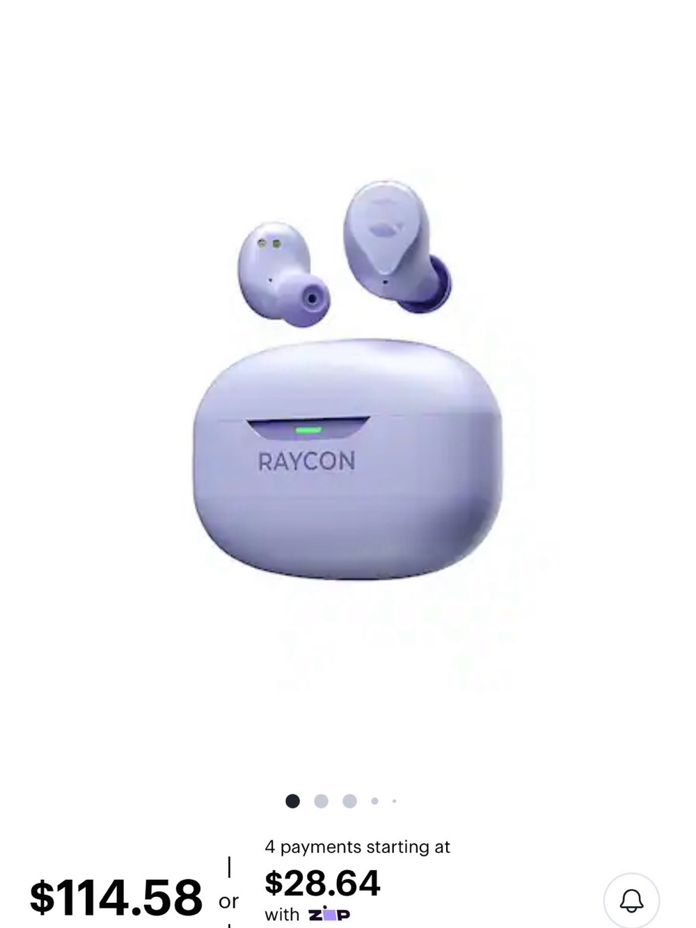 Raycon True Wireless Earbuds in Lavender- brand new- open box